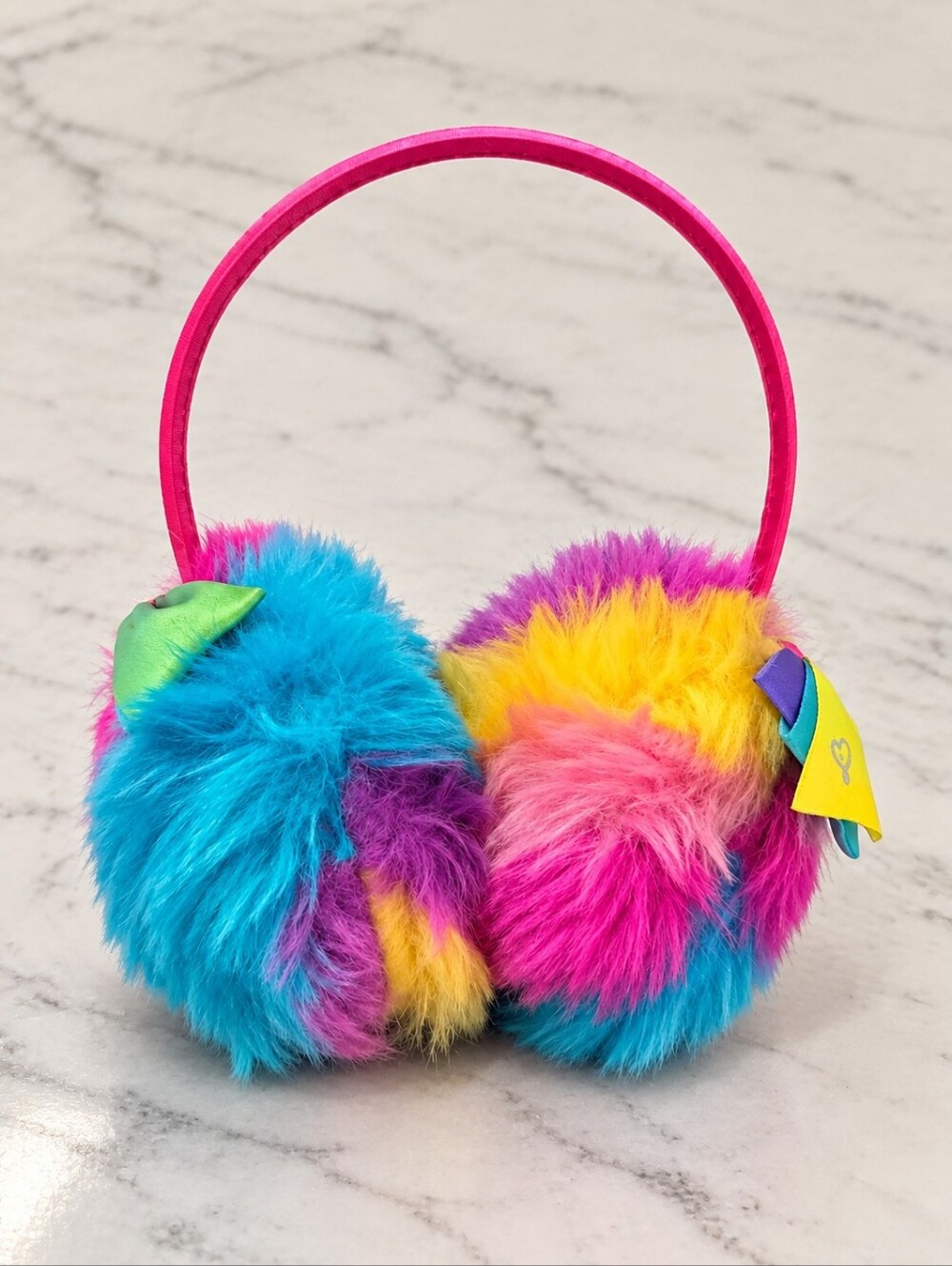 JoJo Siwa Girls Rainbow Faux Fur Earmuffs Pink Blue Winter 2T-5T